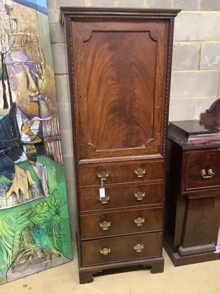 An early 20th century mahogany Chippendale Revival linen cabinet, width 73cm depth 50cm height 198cm